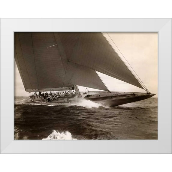 Levick, Edwin 18x15 White Modern Wood Framed Museum Art Print Titled - J Class Sailboat 1934