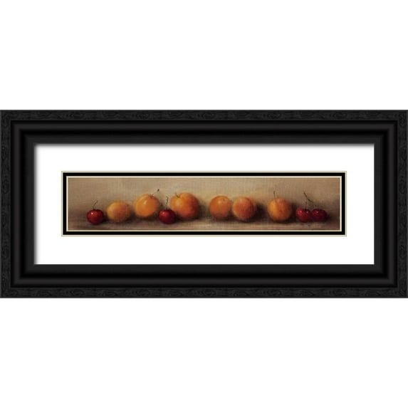 Levin, Judith 24x8 Black Ornate Wood Framed with Double Matting Museum Art Print Titled - Apricots and Cherries