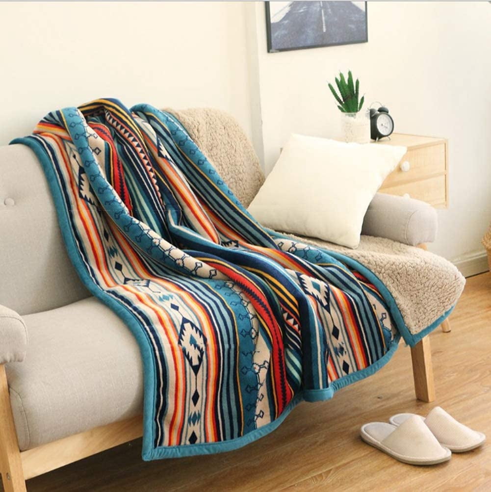Levinis Bohemian Sherpa Bed Blanket King Size 90'' x 108'', Cozy Warm Blanket for Bed/Couch/Sofa, Great Gift for Women's Day,Mother's Day,Father's Day,Thanksgiving,Christmas,Birthday