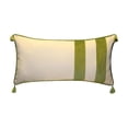 thumbnail image 1 of Levinsohn Textile  15 x 30 in. Edie Home Striped Tassel Faux Linen & Velvet Lumbar Decorative Pillow - White, 1 of 1