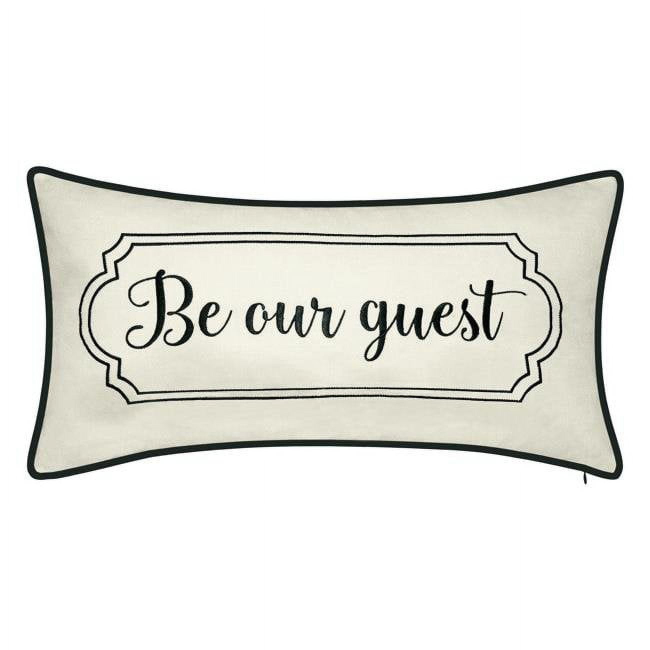 Large White Embroidered Rectangular Decorative Pillow