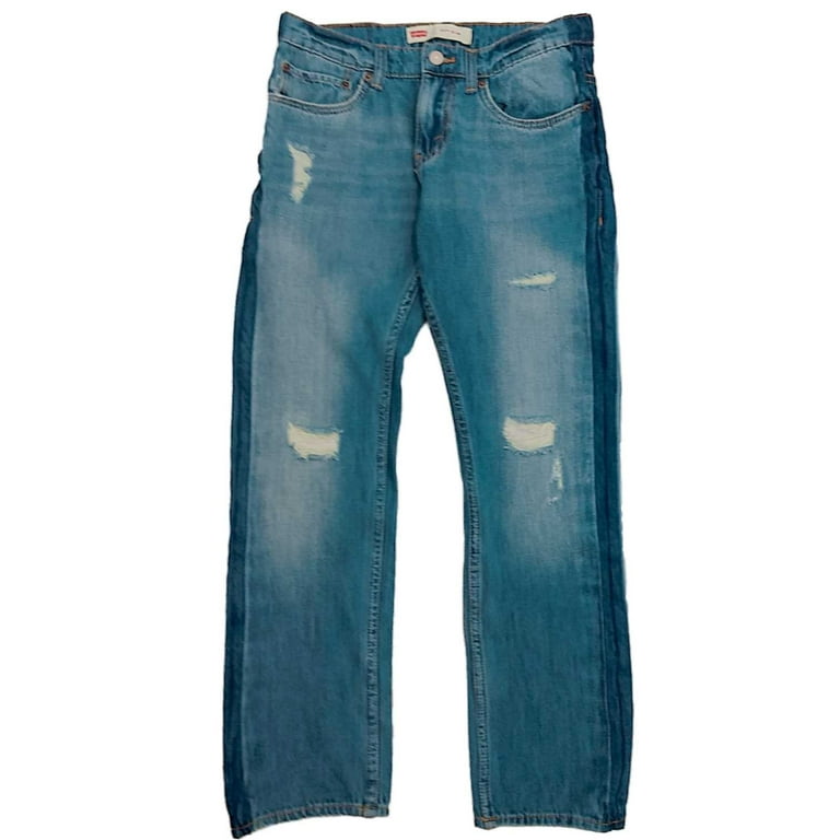 Levis 511 Slim Fit Boys Faded Distressed Ripped Blue Denim Jeans 14 Reg 27X27 Walmart