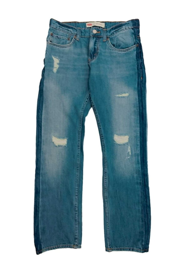 Levis 511 Slim Fit Boys Faded Distressed & Ripped Blue Denim Jeans 14 Reg 27X27