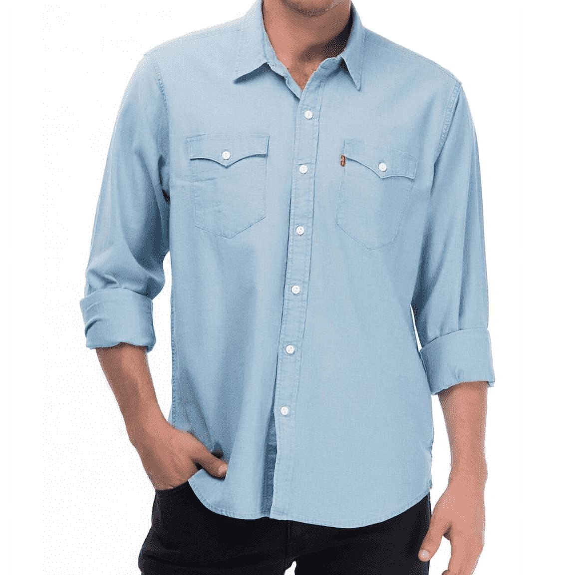 Levis Men's Western Classic Modern Jean Shirt Lightweight Light Denim, XXL  - Walmart.com, image size:1164x1152