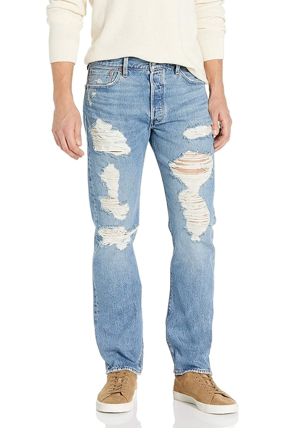 Levis Mens 501 Original Fit Jeans Regular 34W x 29L Shuttle - Destructed