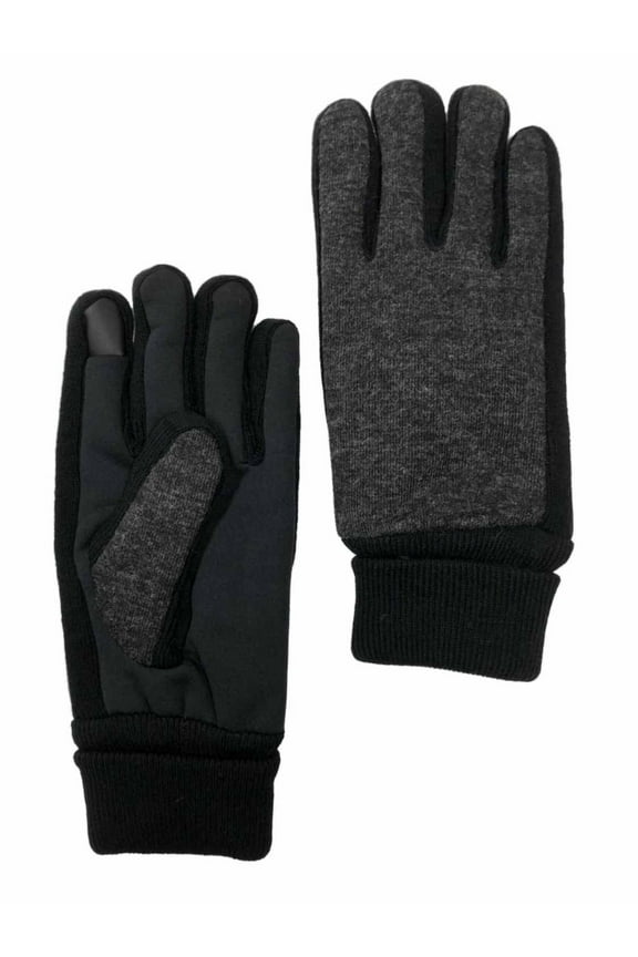 Levis Mens Cuffed Gray Knit Intellitouch Text & Tech Touchscreen Gloves Large