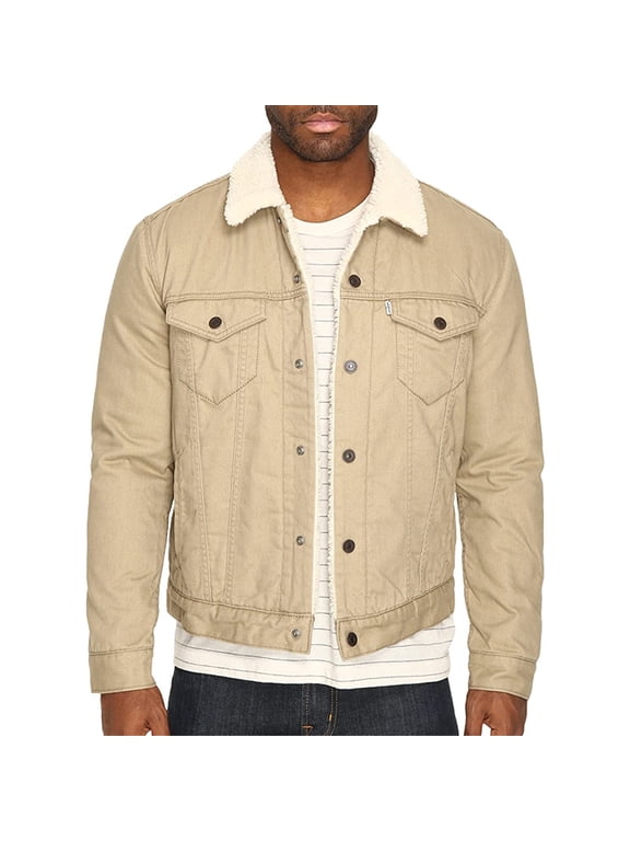 Levis Mens Original Trucker Jacket Denim Jeans Canvas Sherpa