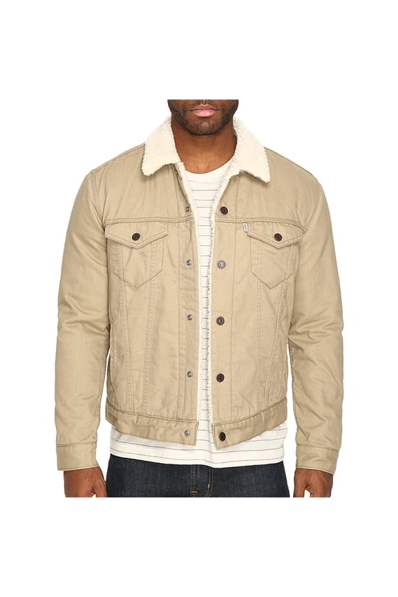 Levis Mens Original Trucker Jacket Denim Jeans Canvas Sherpa