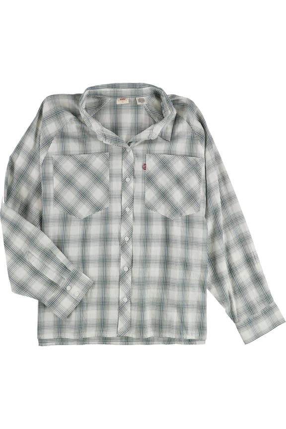 Womens Bebe Plaid Button Up Shirt, Multicoloured, Plus Size, 1X