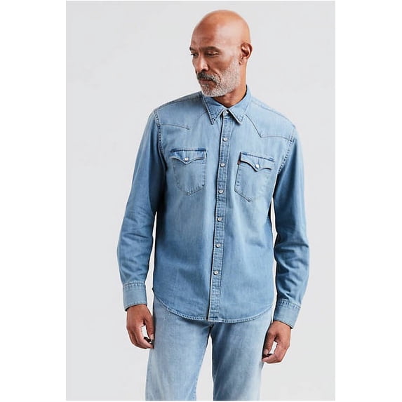 Levis Standard Western LS Button Up Light Denim S