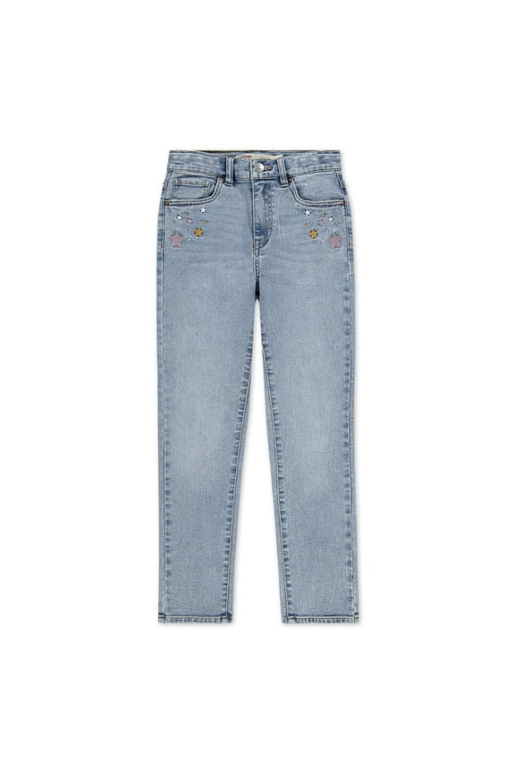 Girls Embroidered Star Straight Jeans, Sizes 5-18