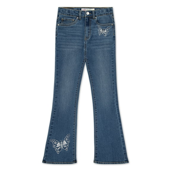 Levis Strauss Signature Girls Embroidered Butterfly Flare Jeans, Sizes 5-18