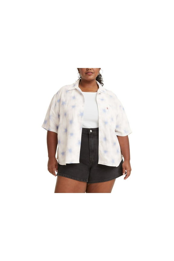 Levis Trendy Plus Size Dita Printed Button Front Blouse Starburst Cool Dusk 4X