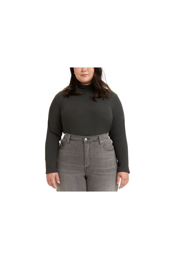 Levis Trendy Plus Size Ellie Turtleneck Top Caviar 3X