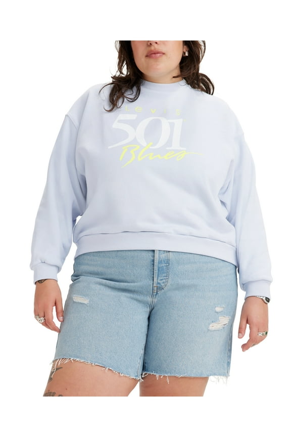 Levis Trendy Plus Size Graphic Vintage Crewneck Sweatshirt Blues Artic Ice 3X