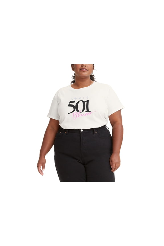 Levis Trendy Plus Size Logo Perfect T-Shirt Wit/ Bright White 2X