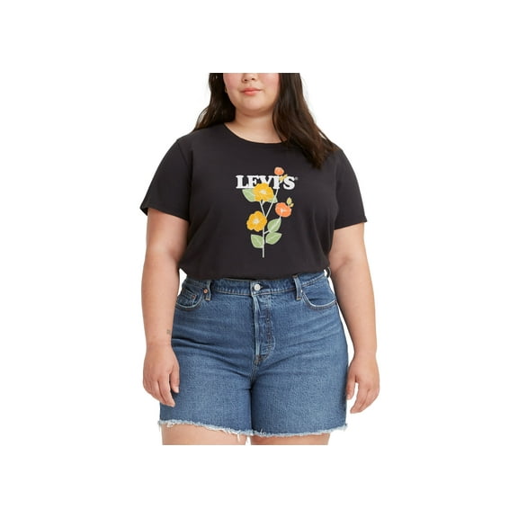 Levis Trendy Plus Size Logo Perfect T-Shirt Marigolds Mineral Black 4X