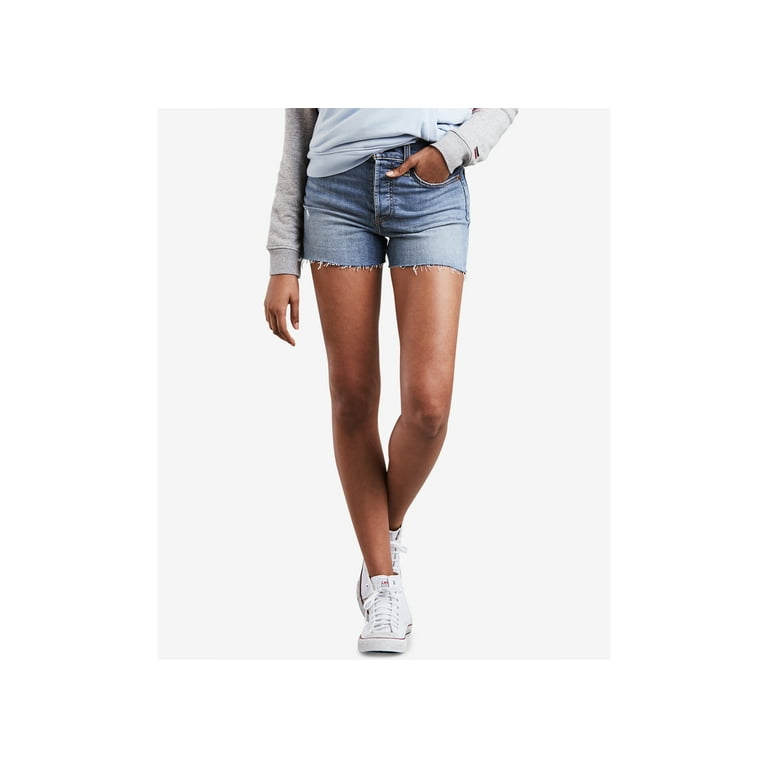 Levis Wedgie High Rise Denim Shorts Blue Spice 31 Walmart