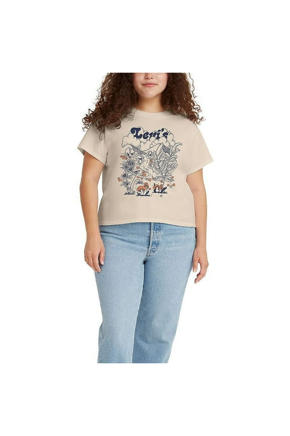 Levis Womens  Graphic Varsity Tee, Natural, Medium