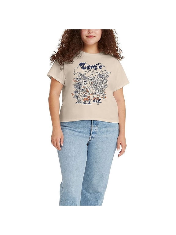 Levis Womens Graphic Varsity Tee, Natural, Medium