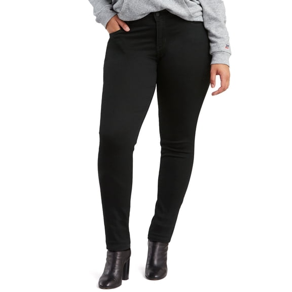 Levis Womens 711 Skinny Jeans Plus-Size 35 Short Black Peony Waterless