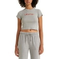 thumbnail image 1 of Levis Womens Cotton Cropped Crew-Neck Graphic T-Shirt Heather Grey L, 1 of 1