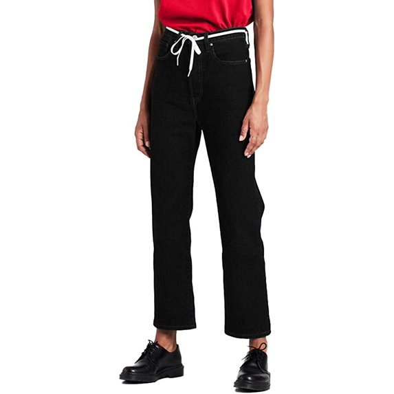 Levis Womens Premium Ribcage Straight Ankle Jeans Standard 30 Black Sprout