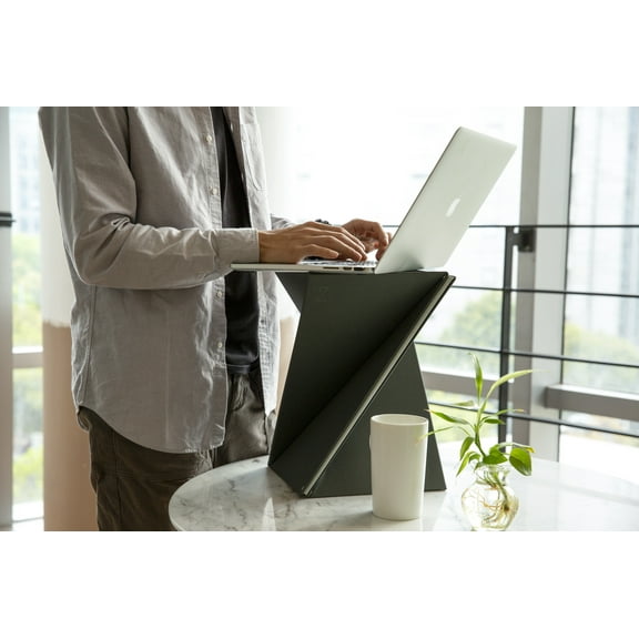 Levit8 - The flat folding portable standing desk, Laptop Stand, Sit to Stand, Flat to Raised Surface, No Assembly, Large