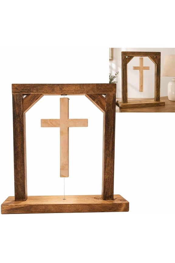 The Levitating Cross, Handmade Floating Wooden Tabletop Decor, Catholic Standing Icon, Religious Gifts, Christian Table Setup for Faith Desktop Display