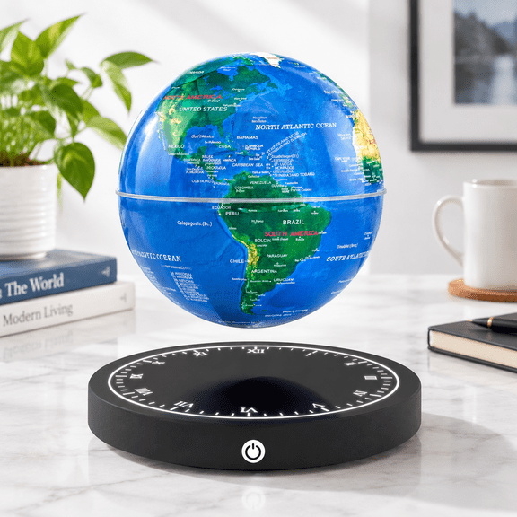 Levitating Floating Globe with LED Lights, Rotating Lamp for Home Office Desk Decor