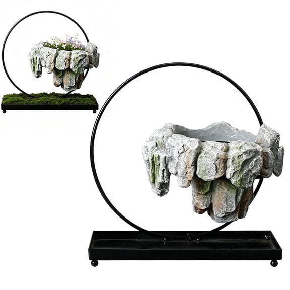 Levitating Floating Planter With Rockery – Levitating Plant Pot NEW Futuristic Decor For Desk Plant Holder For Home, H