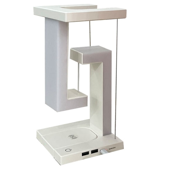 Levitating Tensegrity Lamp - Wireless Charger, 3 Light Modes, USB Ports - for Bedroom, Desk, Decorative Night Light