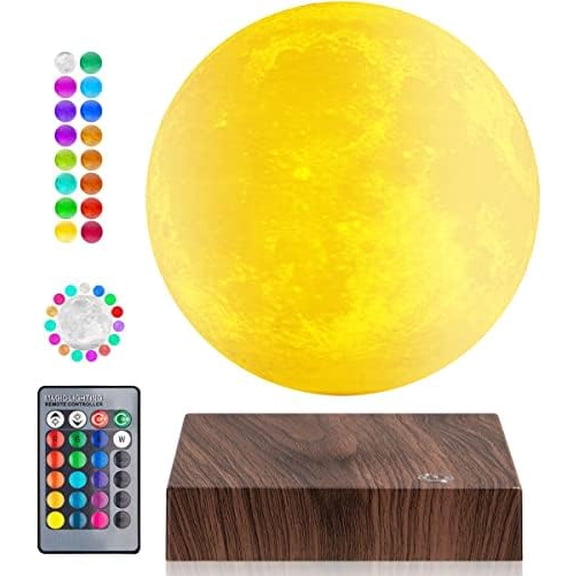Levitating Moon Lamp 16 Colors Floating Spinning LED Moon Night Light Magnetic Levitation 3D Printing Moon Lamps for Home Room Desk Decoration$$Tools & Hardware Other