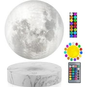 Levitating Moon Lamp,Floating and Spinning in Air Freely with 3D Printing LED Moon Light Has 16 Colors 20 Modes for Unique Christmas Gifts,Room Decor (Marble Base 16 Colors)
