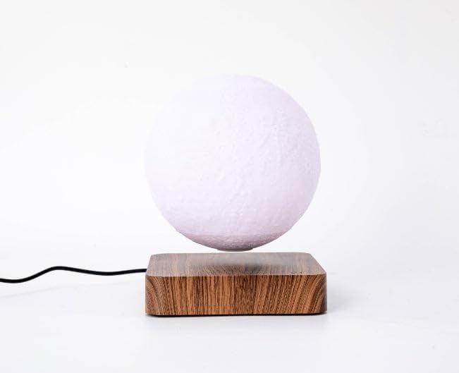 Levitating Moon Lamp with Non-Slip Mat, 3D Printing Magnetic Floating Light, LED 3 Light Colors, Spinning Moon Night Light for Home, Bedroom, Office Decor & Lighting