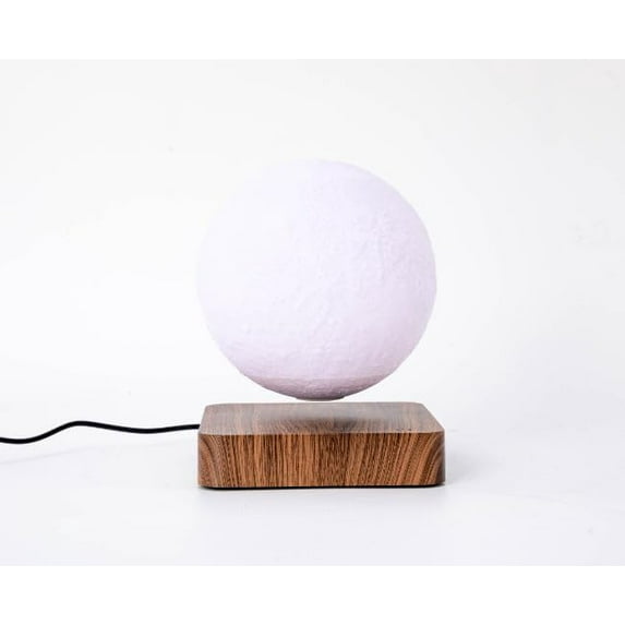 Levitating Moon Lamp with Non-Slip Mat, 3D Printing Magnetic Floating Light, LED 3 Light Colors, Spinning Moon Night Light for Home, Bedroom, Office Decor & Lighting