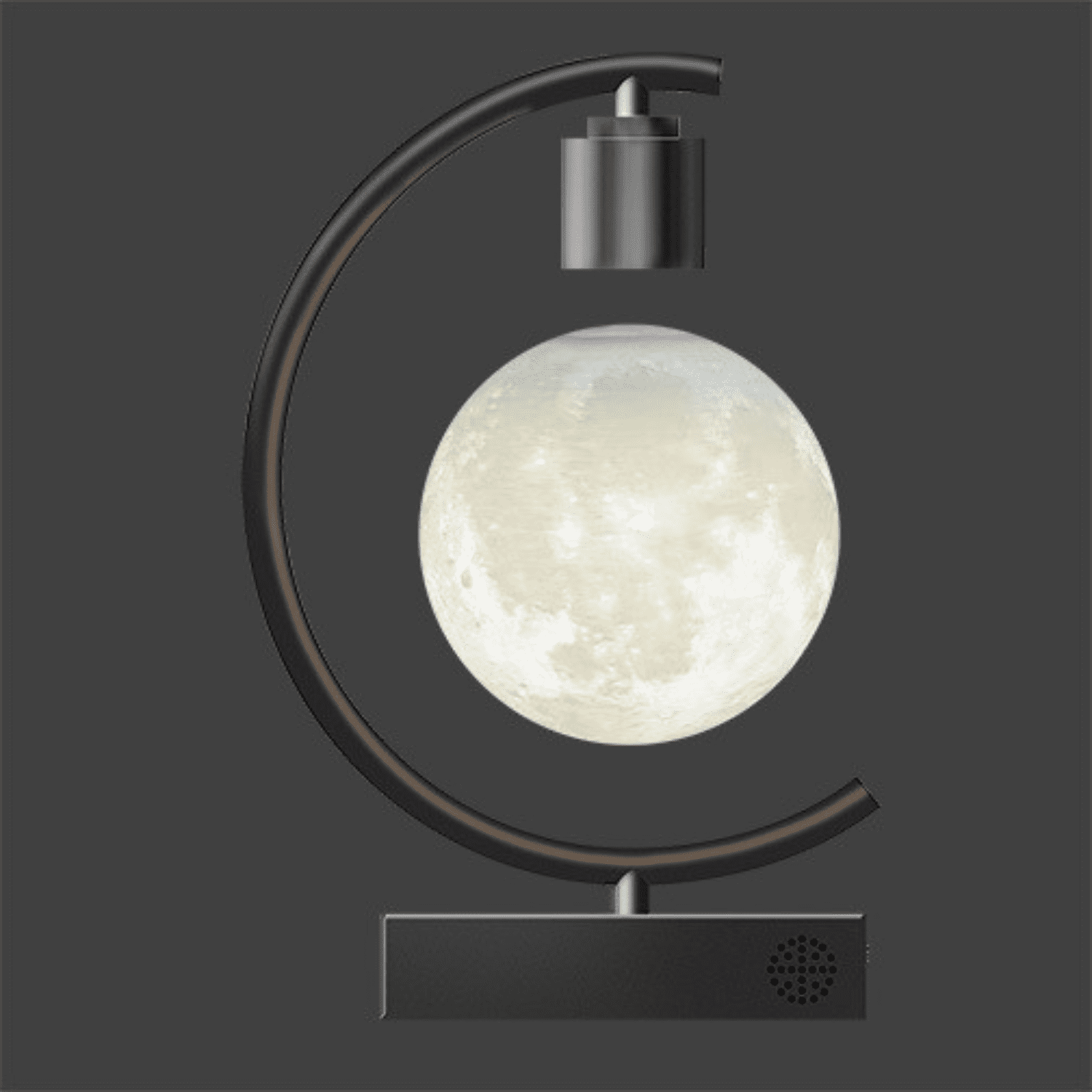 Levitating Moon Lamp with Speaker, 3D Magnetic Floating Night Light, 3 Color LED Planet Lamp with Fast Charger, Wood Base Desk Decor for Bedroom Living Room Gifts