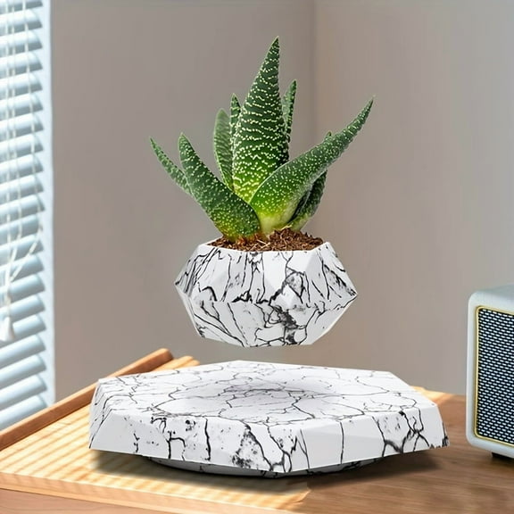 Magnetic Levitation Floating Plant Pot, Hovering Planter for Small Plants, Home Office Suspended Decor, Unique Christmas New Year Gardening Gift