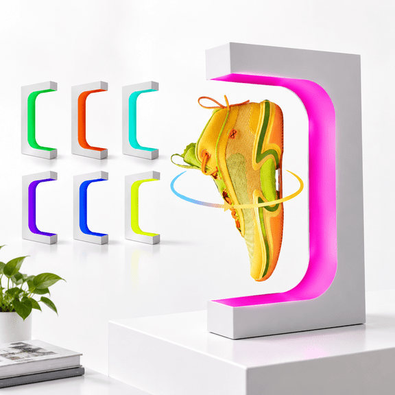 Levitating Rotating Shoe Display Rack with 16 Colors LED Lights