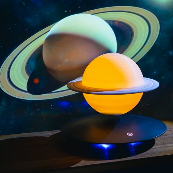 Levitating Saturn Lamp with Magnetic Floating Rotation, 3D Planet Night Light with LED Ambient Lighting, Novelty Table Lamp for Home Decor, Bedroom, Office, Gifts