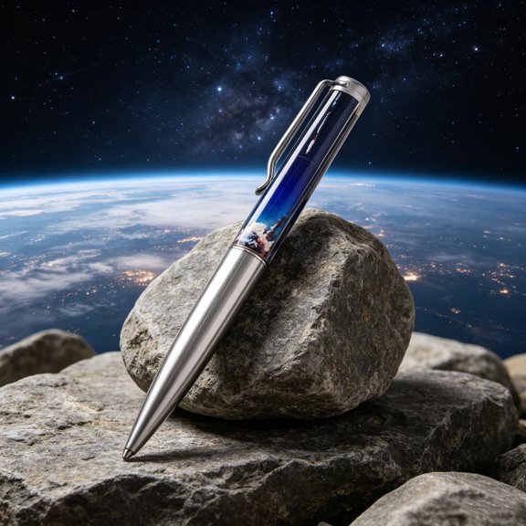 Levitating Space Pen With Stand Floating Rocket Planet Ballpoint Pen Rotating Desk Decor For Office 5.9 Inches