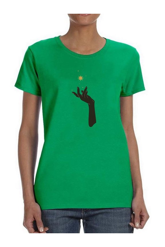 Levitating Star On Hand Shaped T-Shirt Women -Image by Shutterstock, Female Medium