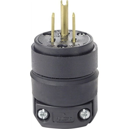 Leviton 000-515PR-000 Rubber Grounding Plug, Black, 15 Amp