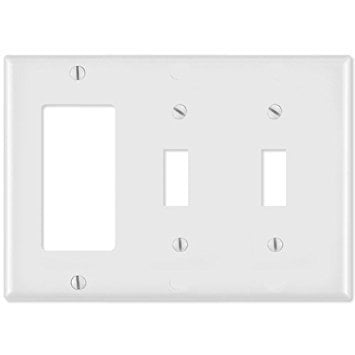 Leviton 005-80421-00W White 3-Gang Combination Wallplate