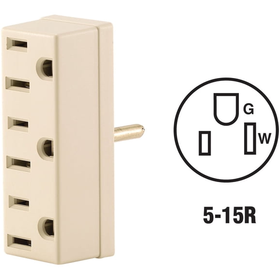 Leviton 006-00697-00I Ivory Triple Tap Plug-In Outlet Adapter