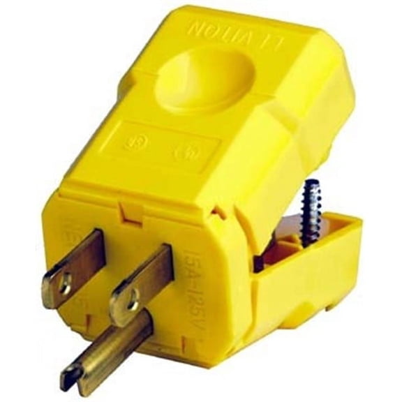 Leviton 021-05256-0PB Electrical Plug, 3-Prong, 15/64 to 45/64 in, 2-Pole, 15 A, 125 V, NEMA: NEMA 5-15P, Yellow