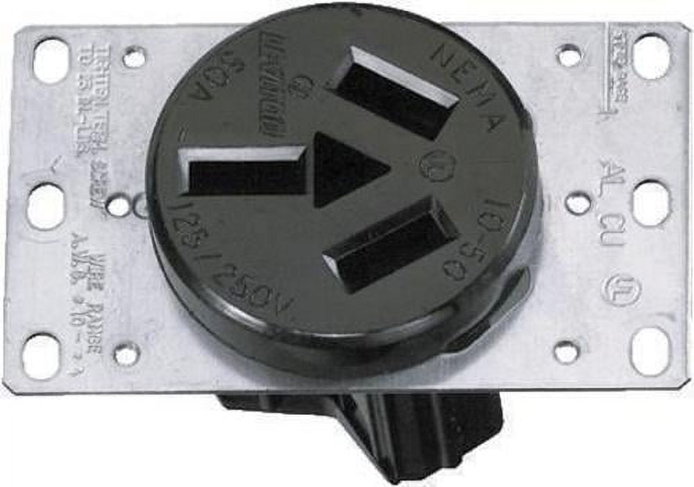 Leviton 05206000 Flush Mount Range Outlet, 3 Pole, Black