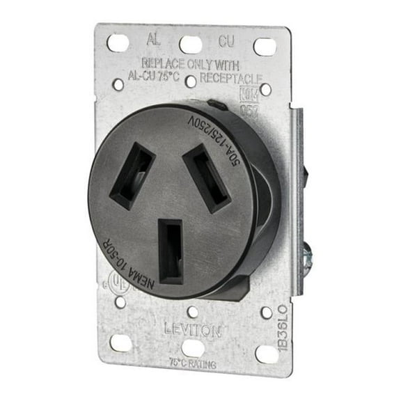 Leviton 05206-S00 Single Flush-Mount Wall Outlet Black