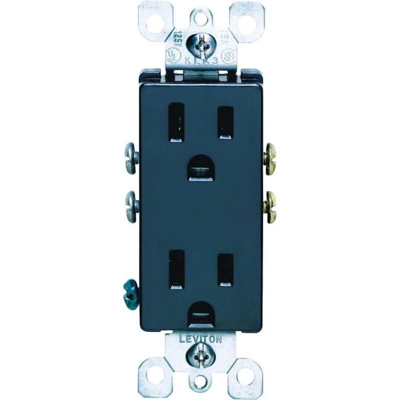 Leviton 05325-0ES Decora 15 Amps 125 V Duplex Black Outlet 5-15R