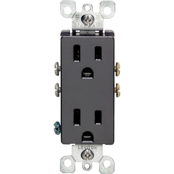 Leviton 05325-0ES Decora 15 Amps 125 V Duplex Black Outlet 5-15R